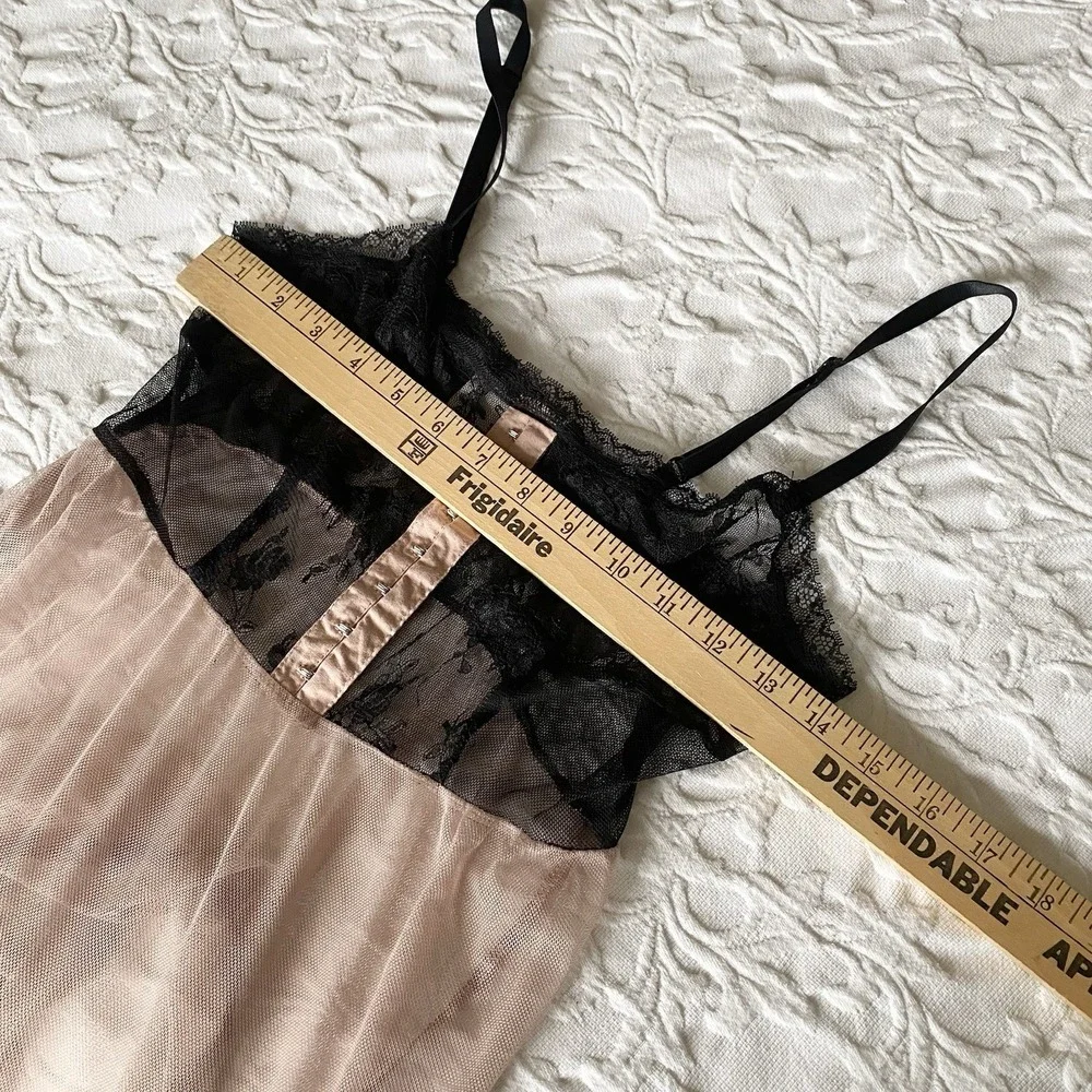 Pins & Needles Lace Mesh Slip Dress S Lingerie Black Nude Sheer Grunge Steampunk - Picture 7 of 11